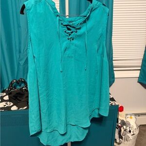 EUC Torrid Harper size 1 Teal Lace-Up sleeveless top
